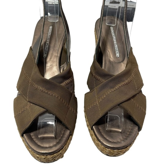 Donald J Pliner Kiwa Brown Bronze Wedge Heels Platform Pumps Sandals Women’s 10 - Picture 5 of 11